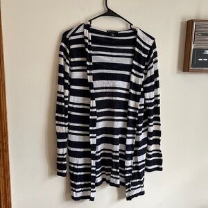 Willi Smith black and White Striped hooded Cardigan